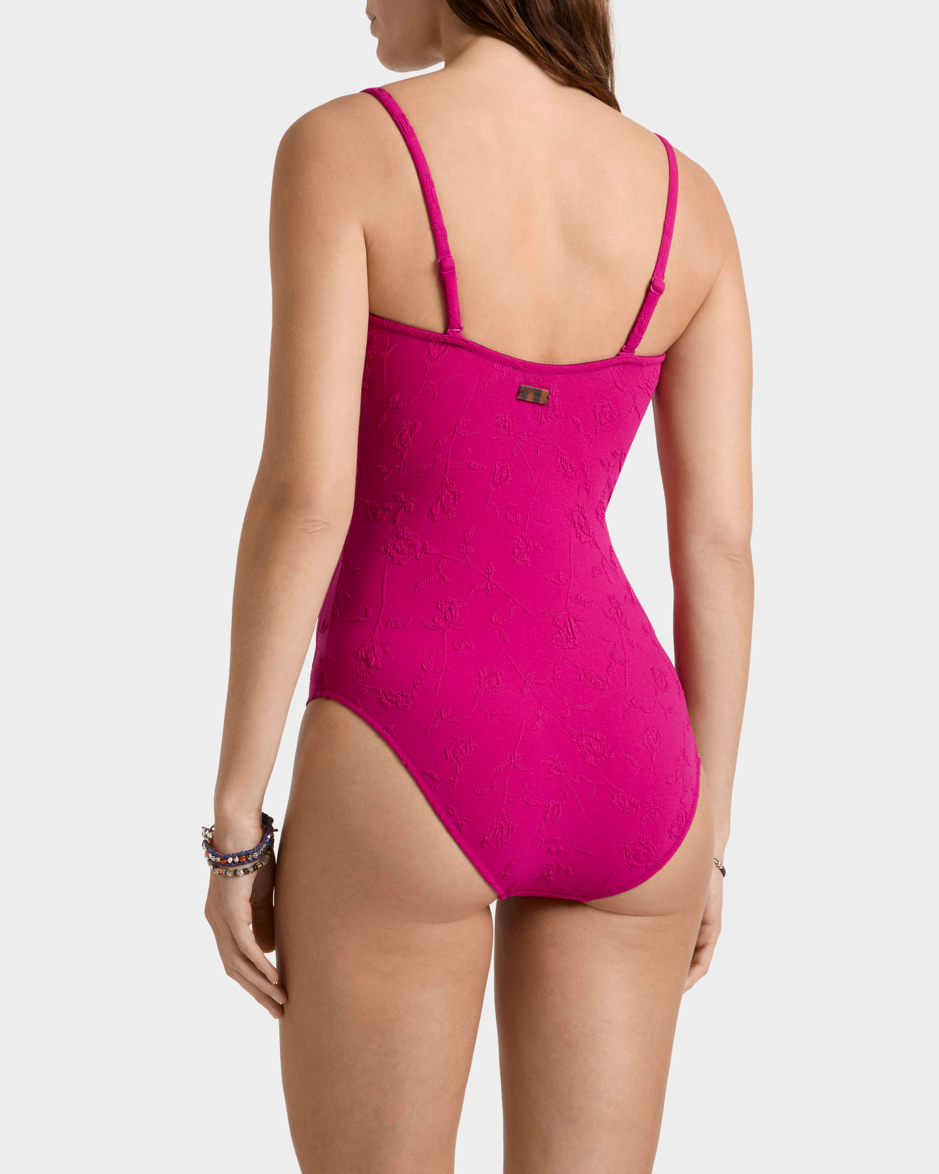 Women Jacquard One-piece Swimsuit Roses - Swimwear - Lucette - Red
