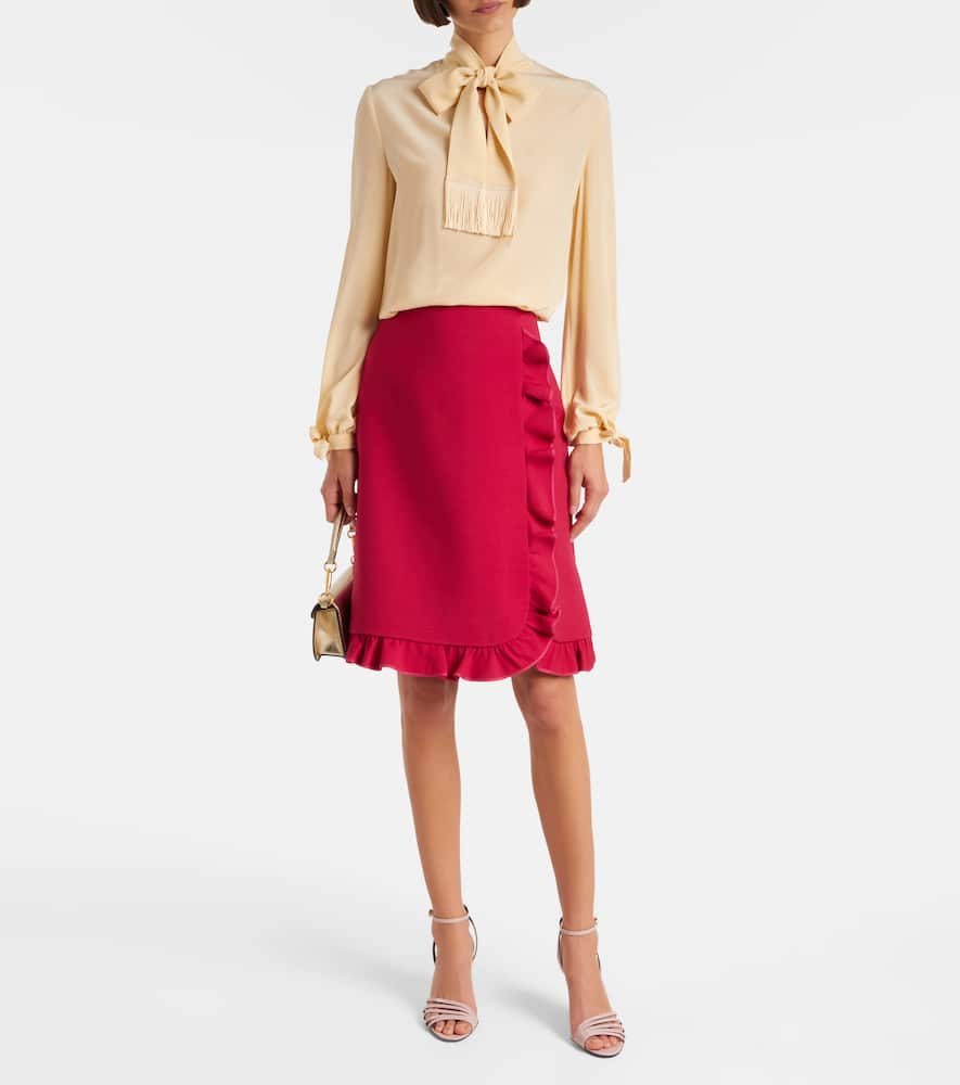 Crepe Couture ruffled midi skirt