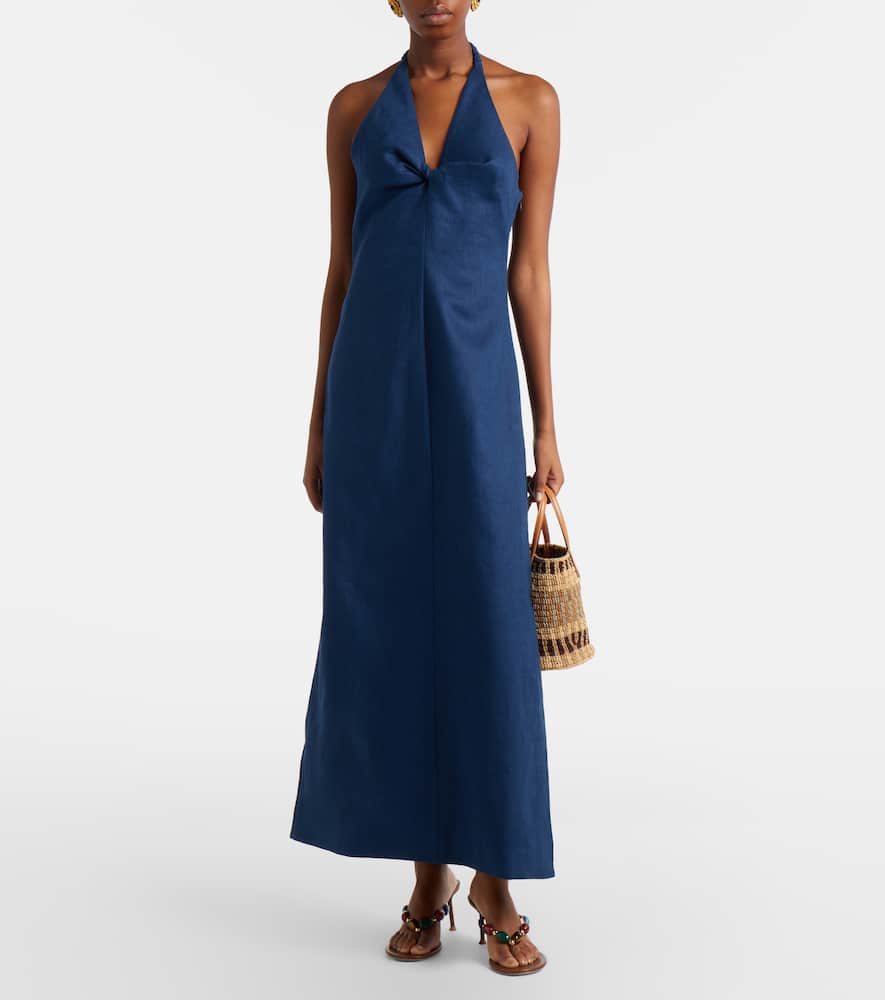 Caela halterneck linen maxi dress