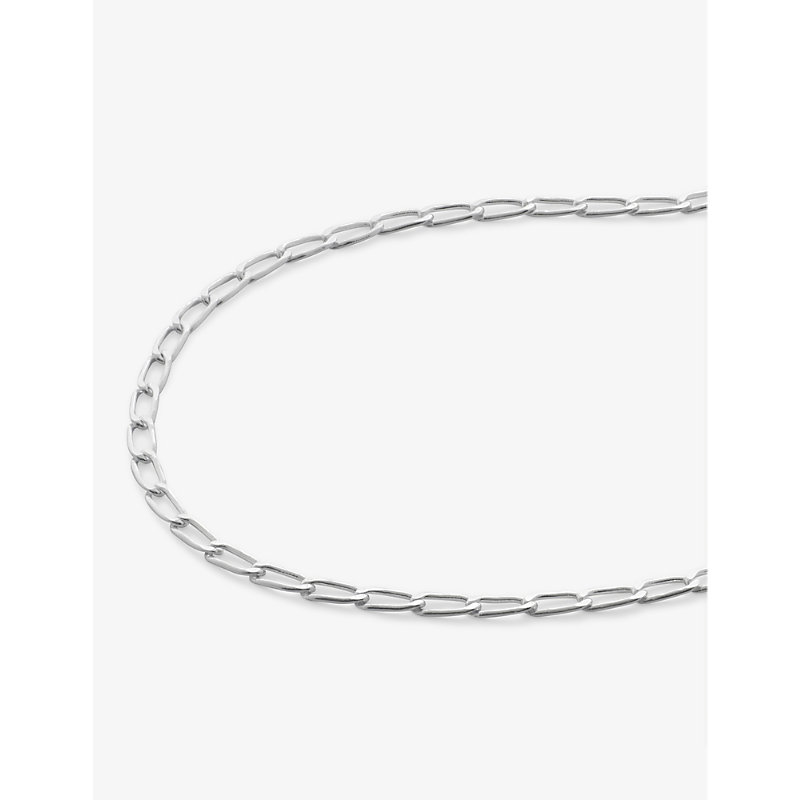 Womens Sterling Silver Open Link Sterling-silver Chain Bracelet 