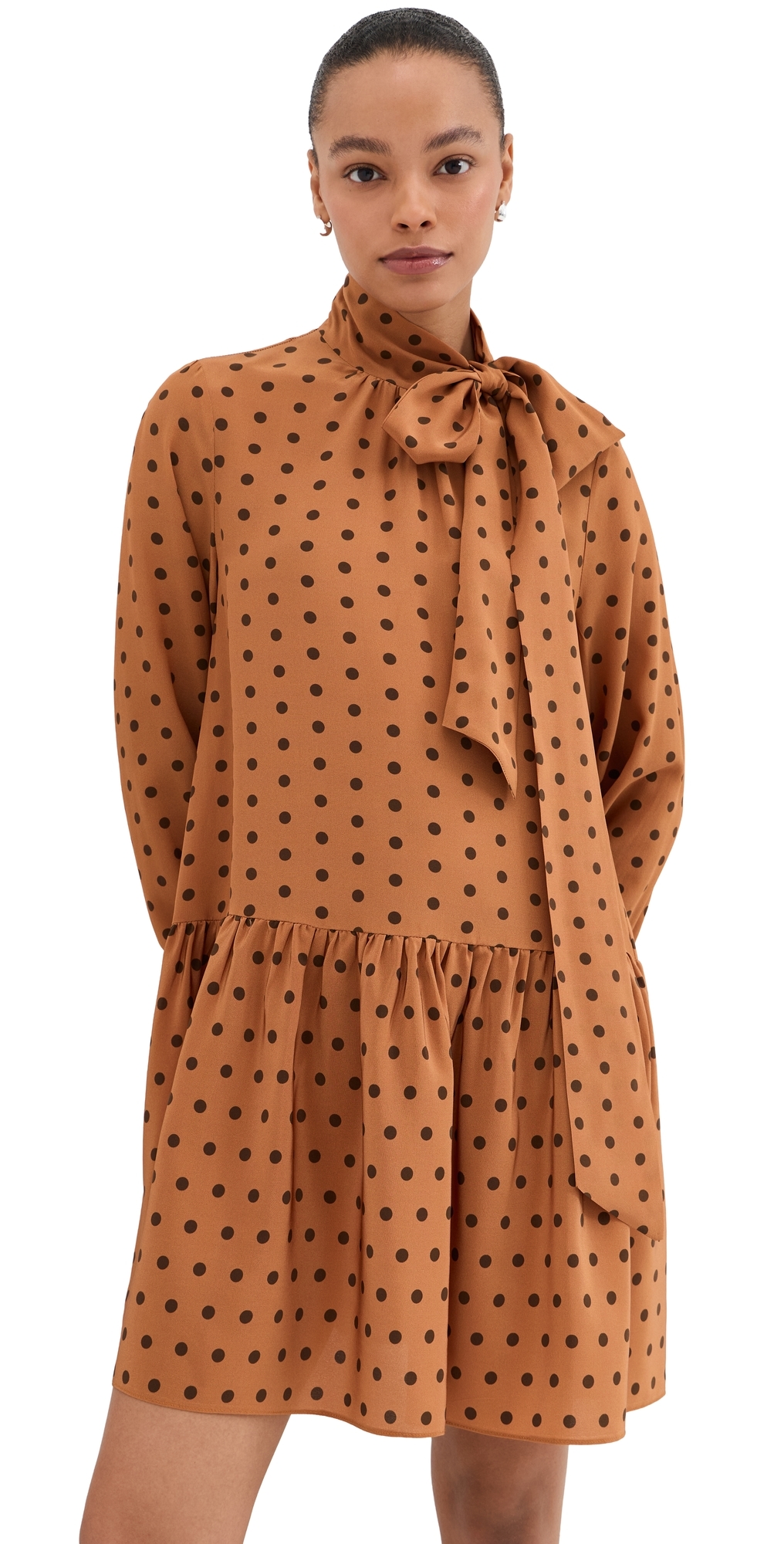 Johanna Silk Dress Polka Dot Orange Brown