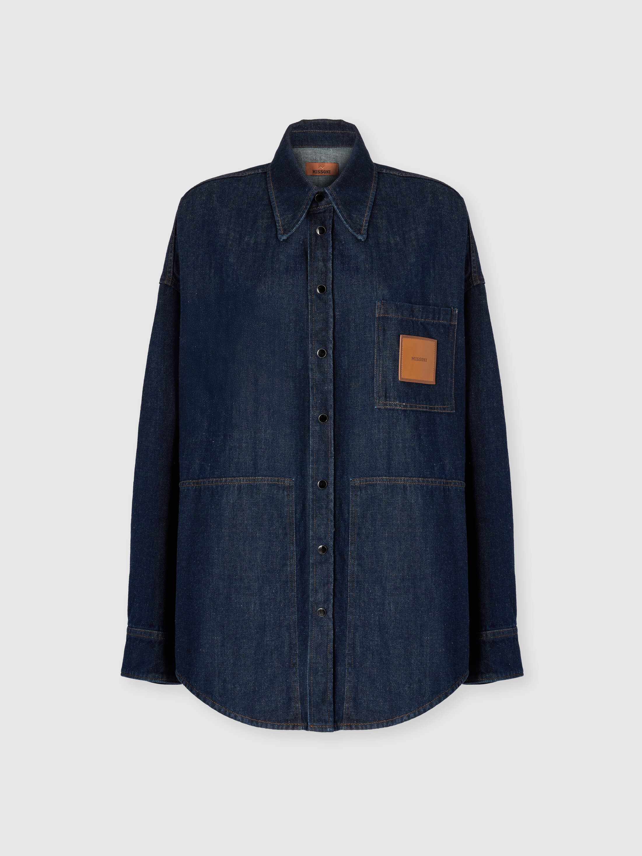 Missoni - Cotton Denim Overshirt with Logo Patch, Women, Green& Brown