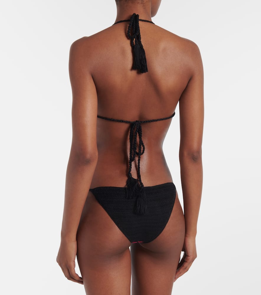 Striped cotton bikini top