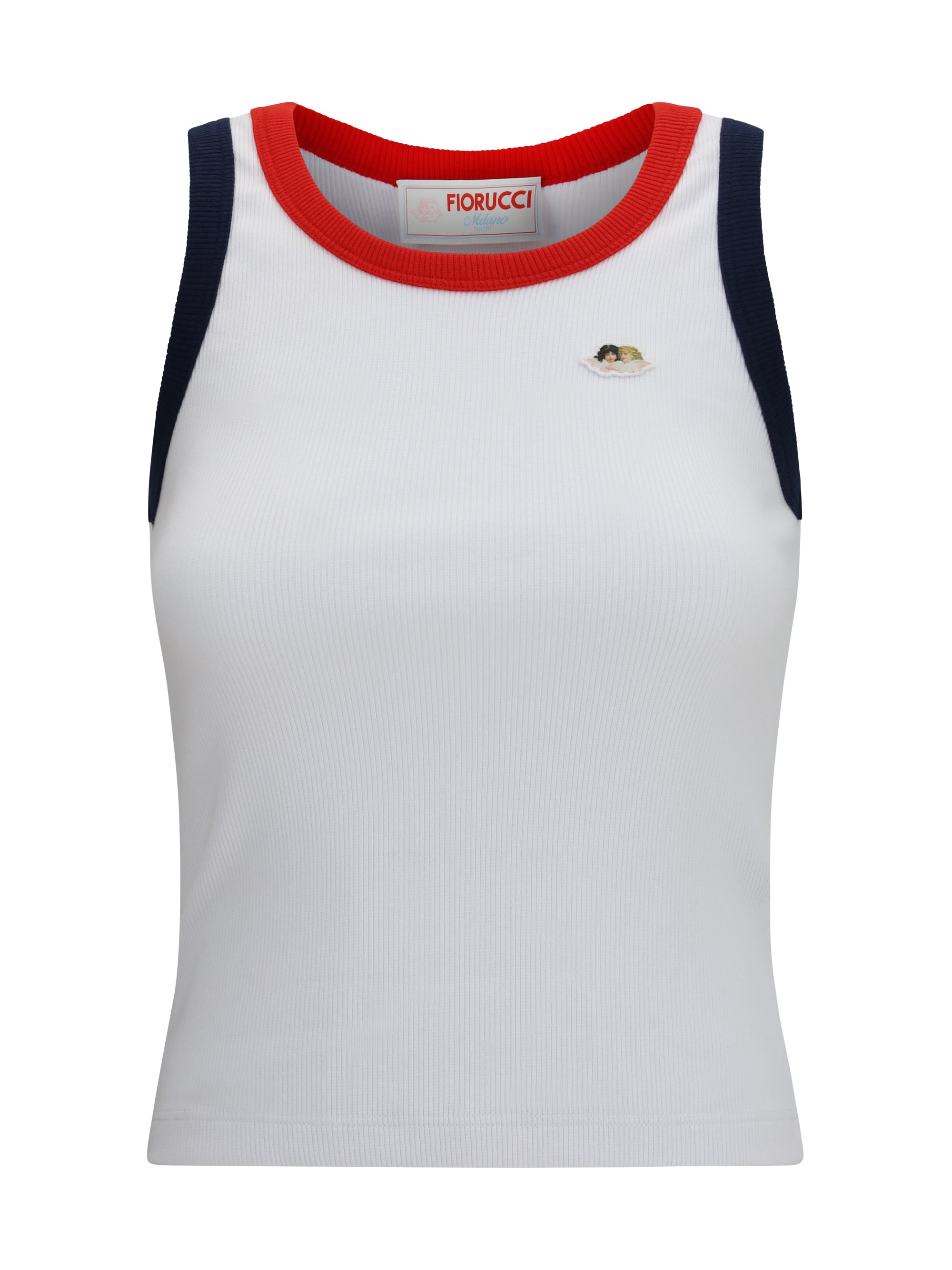 Angels Patch with Contrast Trims Tank Top — White