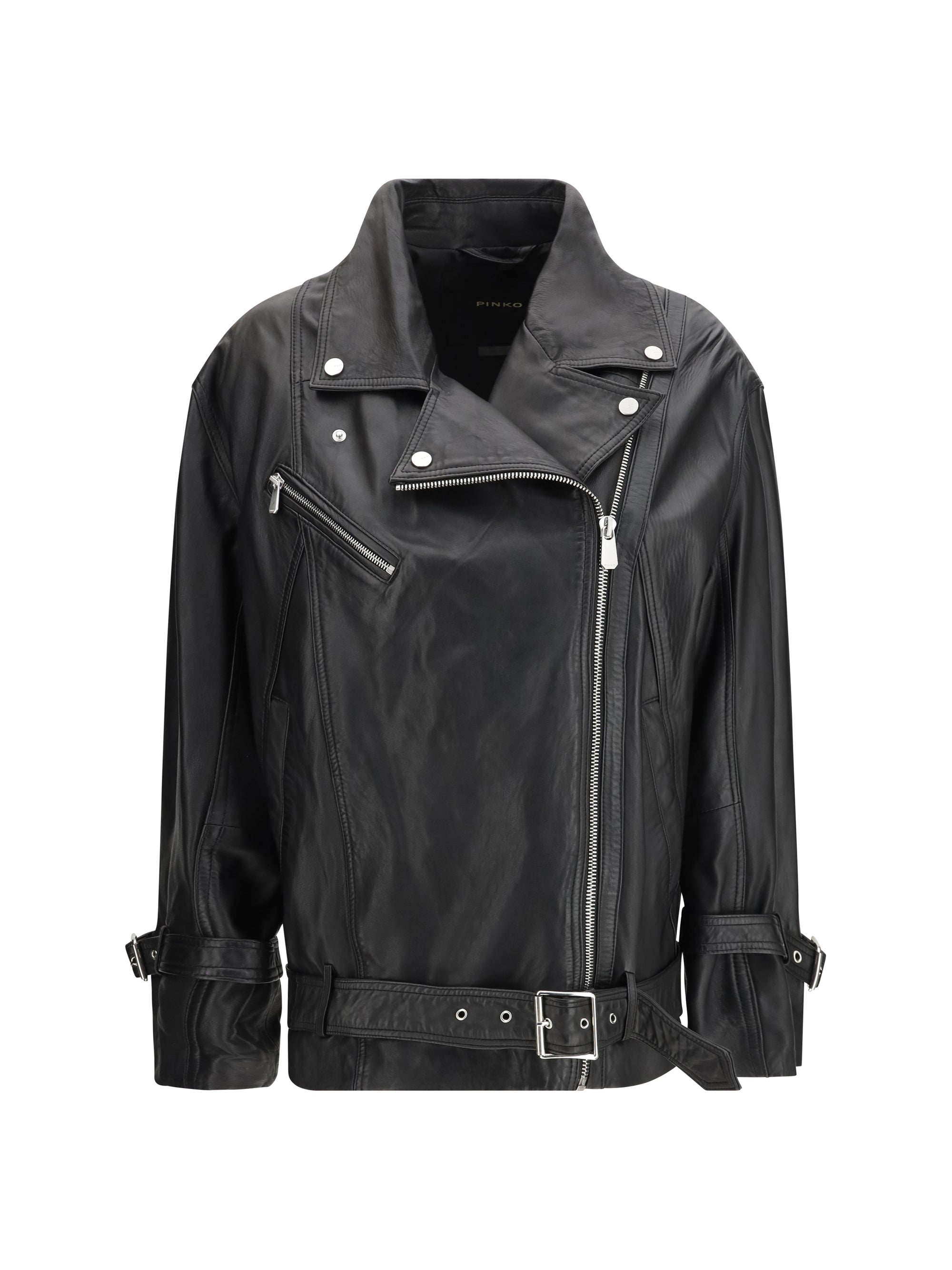 Leather Biker Jacket — Black