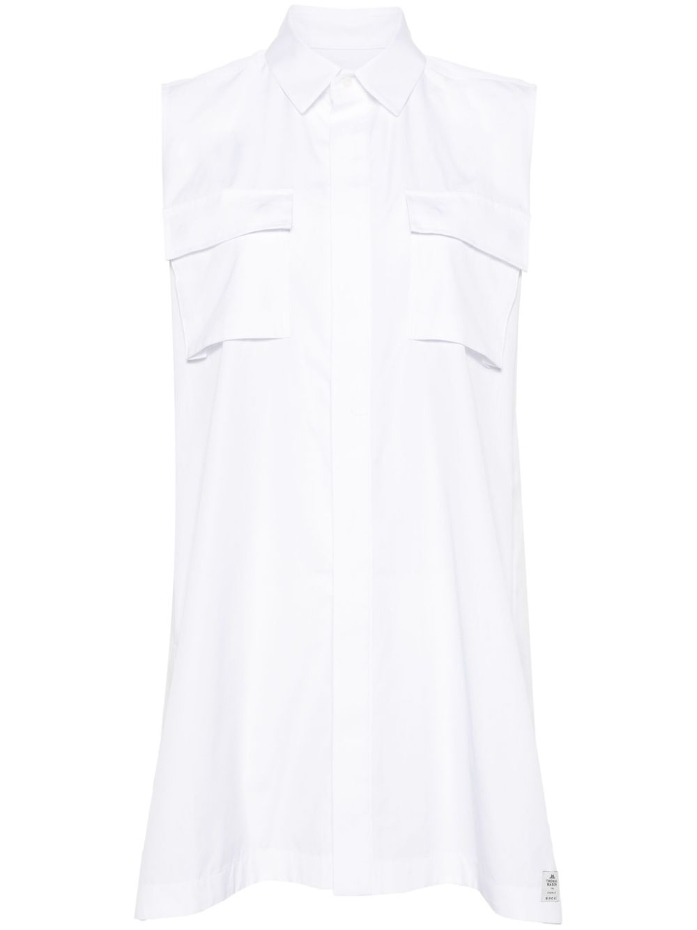 Pleat-detail cotton shirtdress - Black