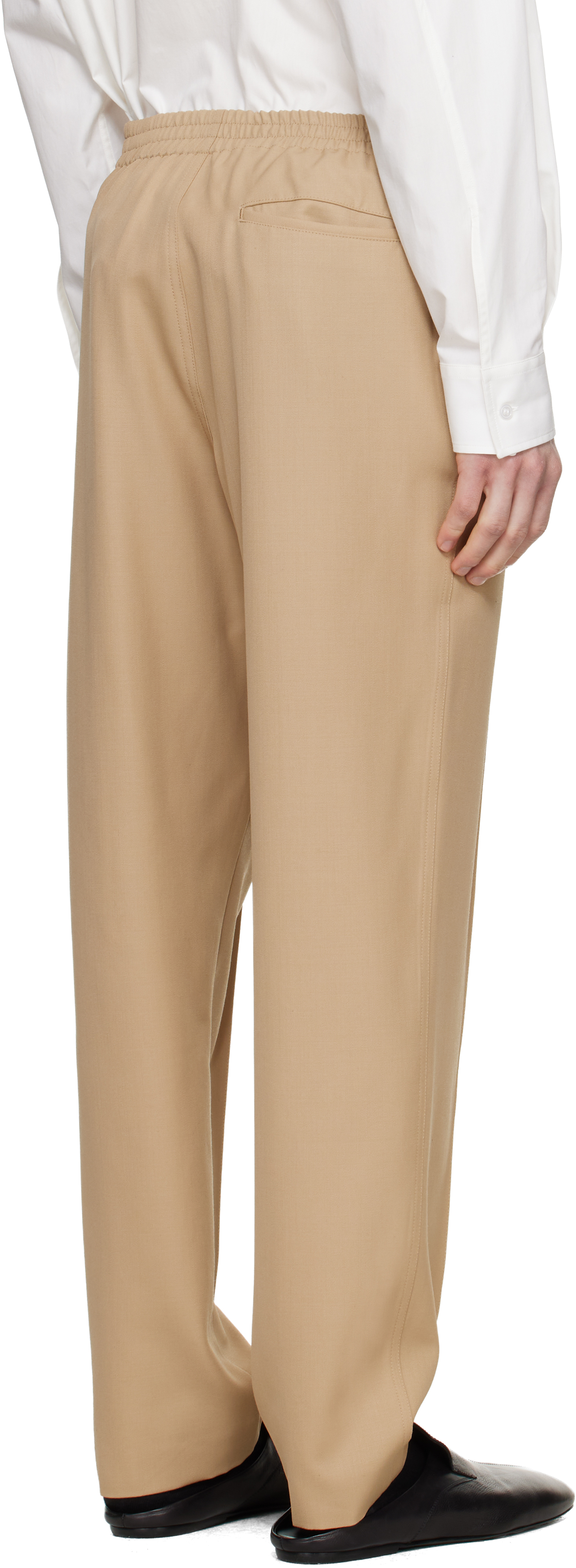 Beige Wool Jogging Track Pants