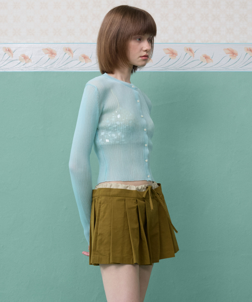 Yusen Glossy Sheer Knit Cardigan