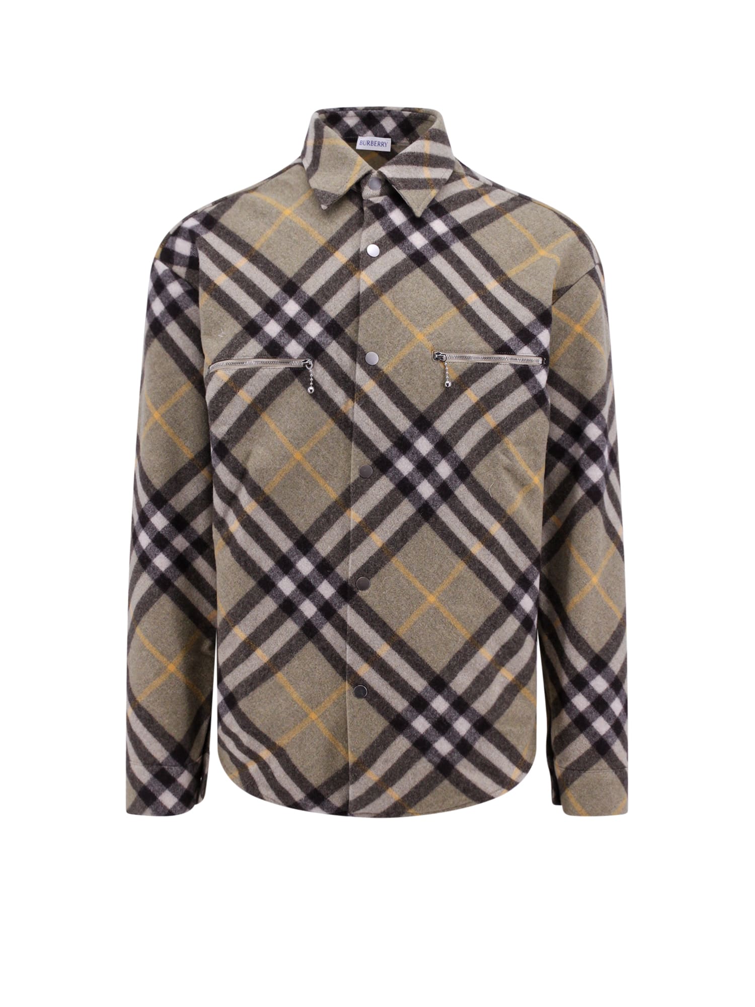 -Camicia in misto lana con motivo Check-Uomo