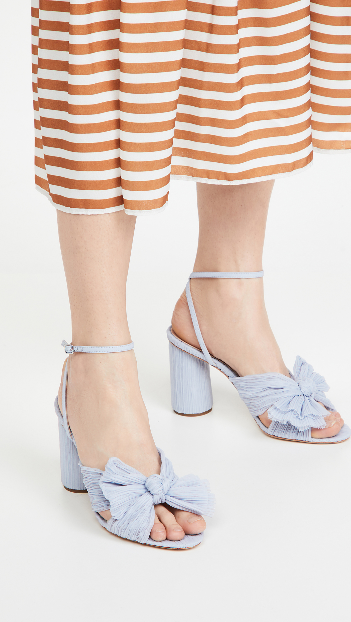 Camellia Pleated Bow Heel with Ankle Strap