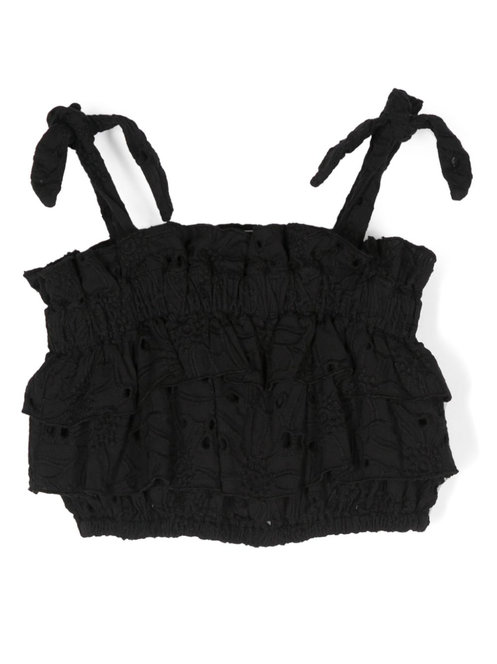 Broderie-anglaise cropped top - Black
