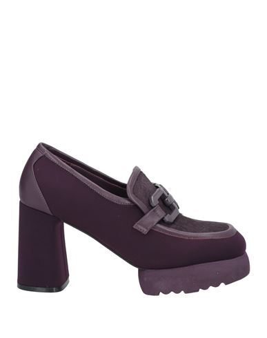 Woman Loafers Purple Size 6 Leather, Textile fibers