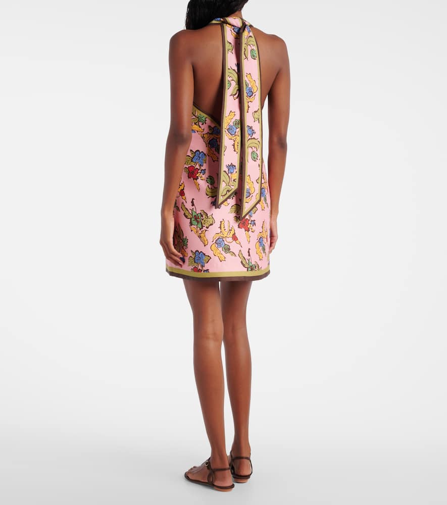 Alémais Floral halterneck linen-blend minidress
