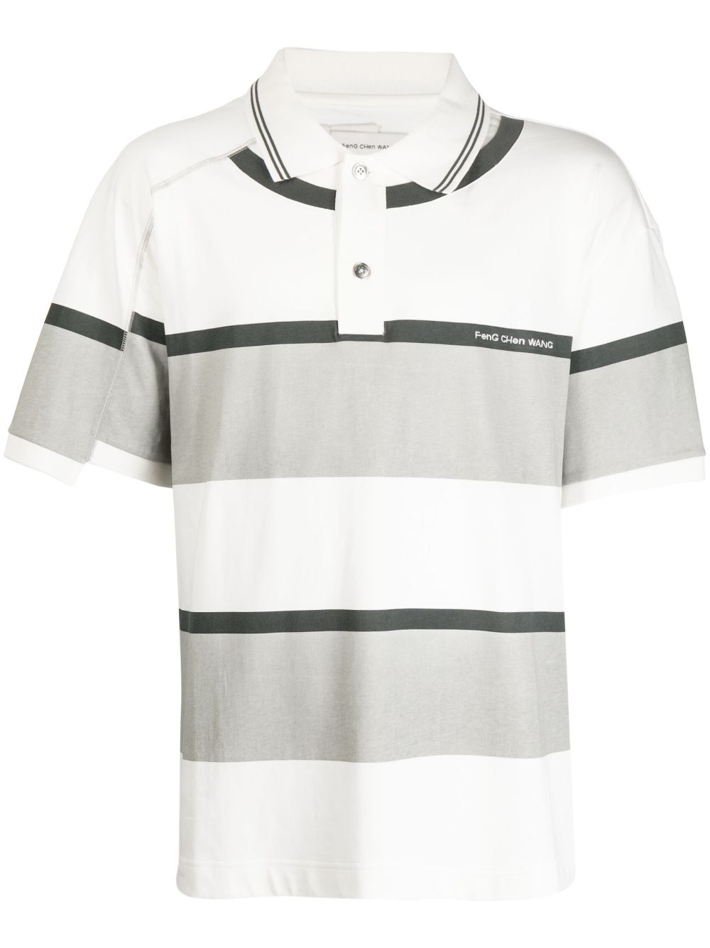 Striped cotton polo shirt - White