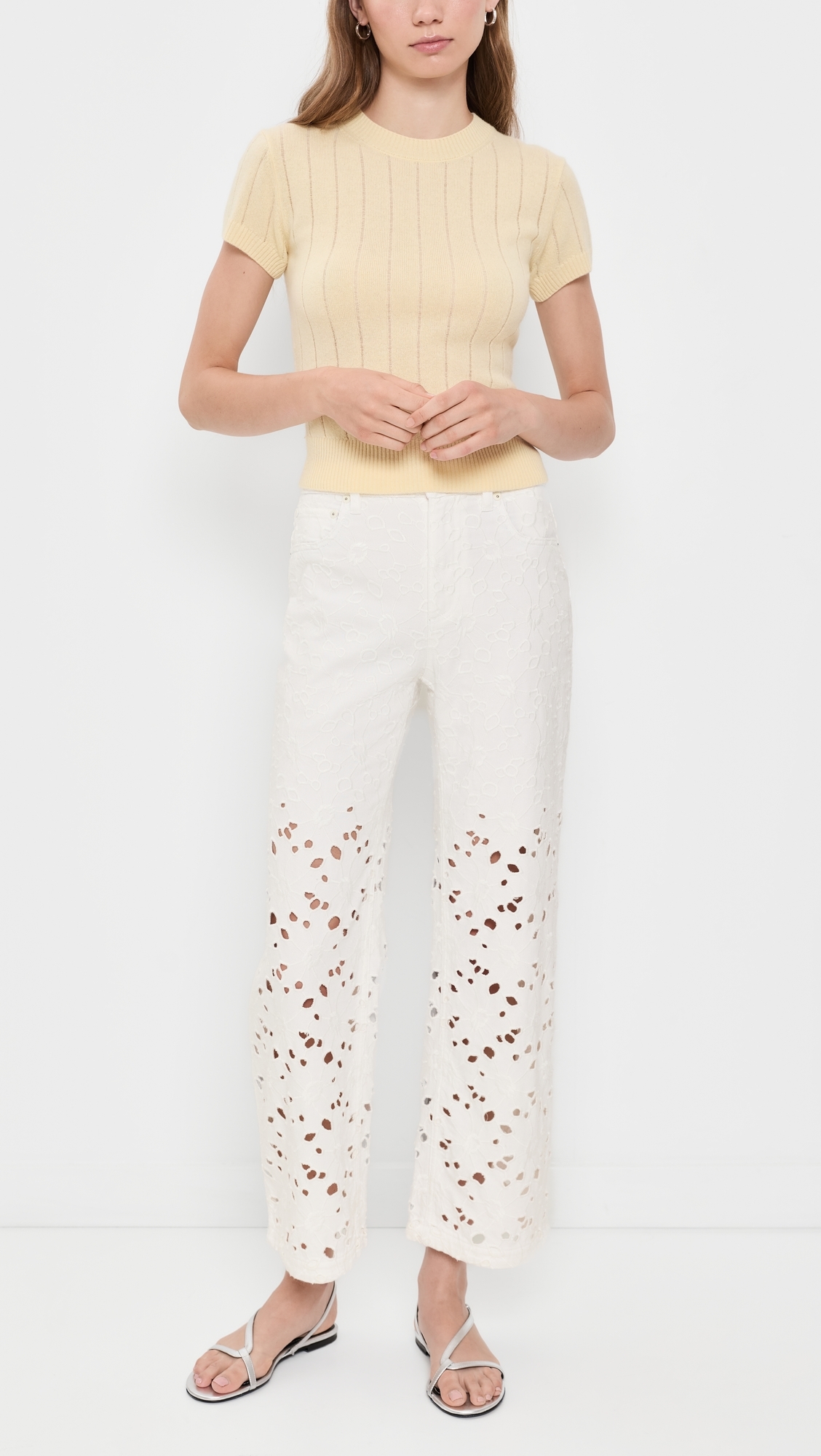 Chic Ankle Length Jeans Off White