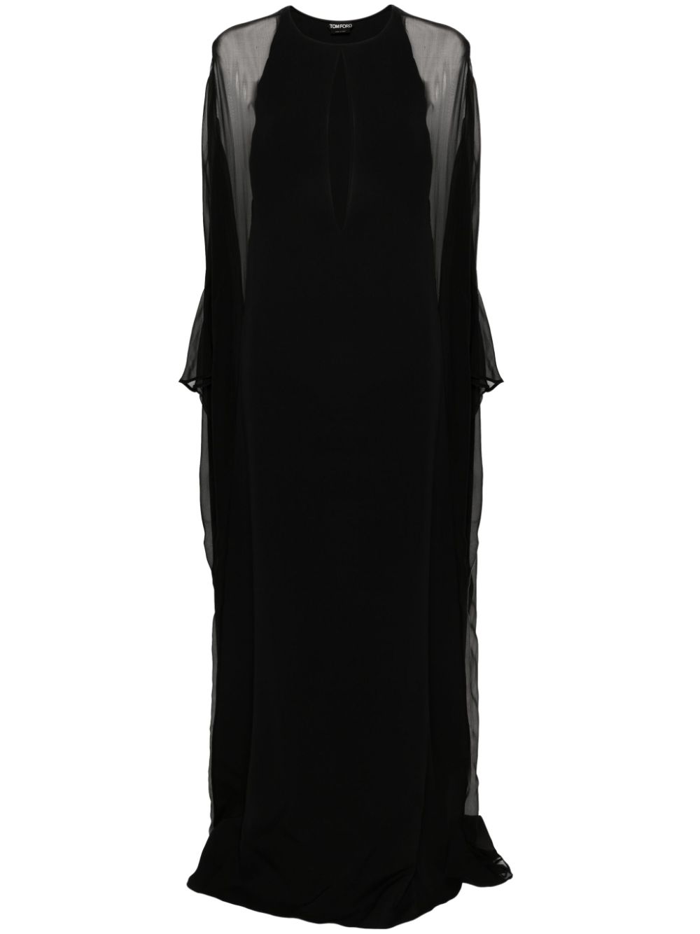 Semi-sheer-panelled maxi dress - Black