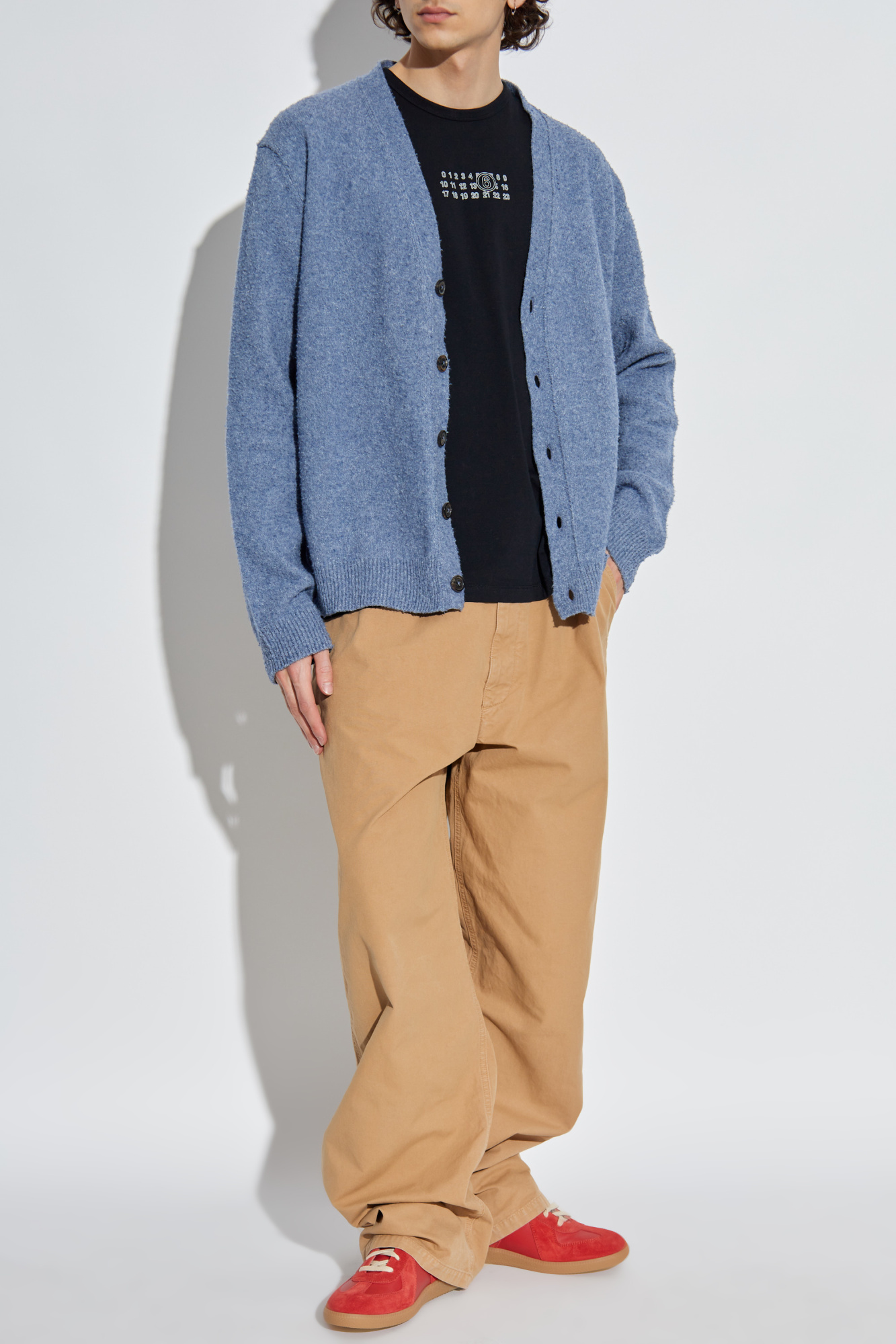 Maison Margiela Cardigan With Wool Trim, Men's, Blue