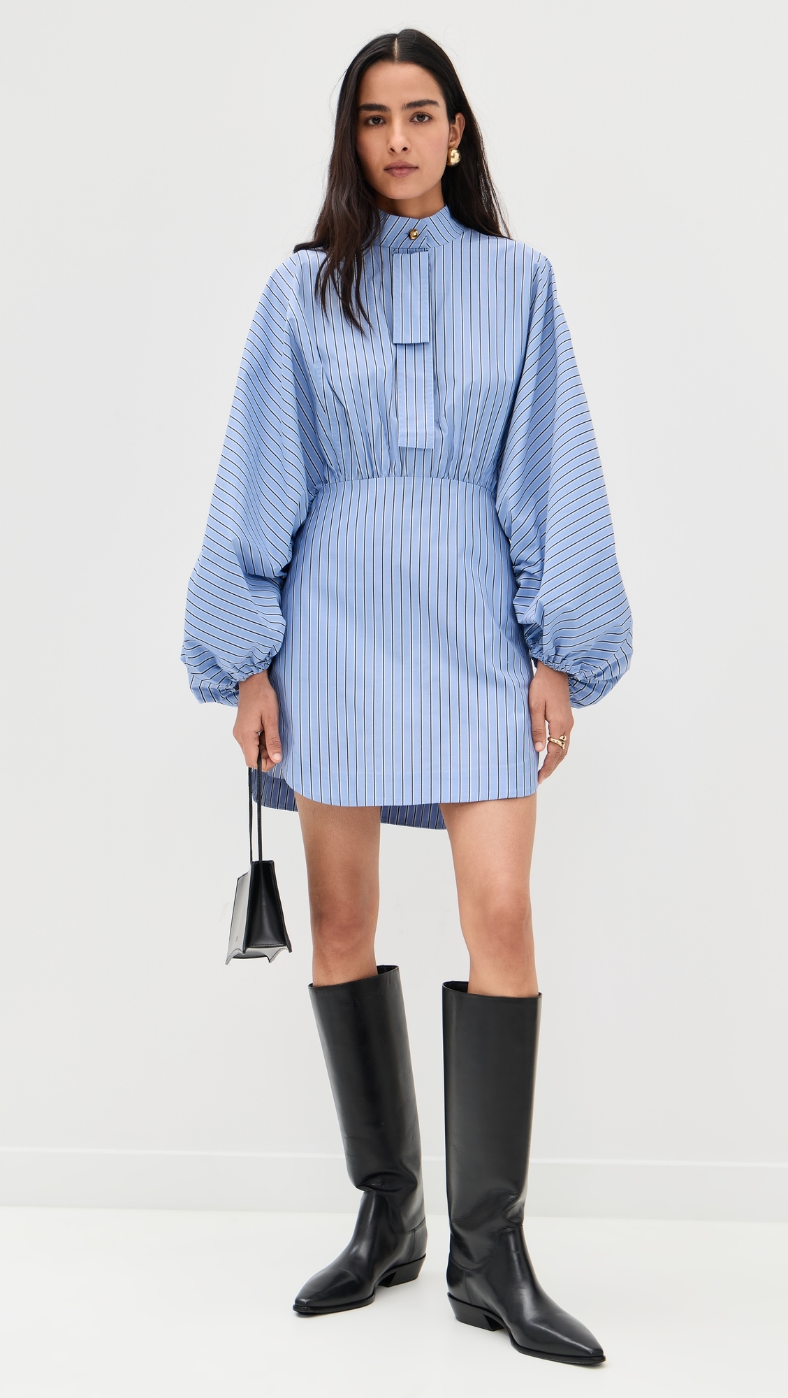 Drawstring Stripe Mini Dress Hydrangea Stripe