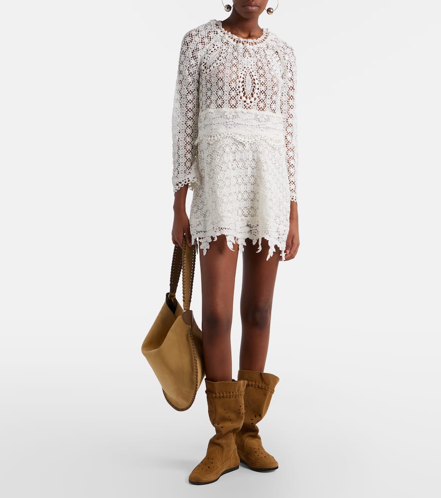 Hizene cotton guipure lace minidress