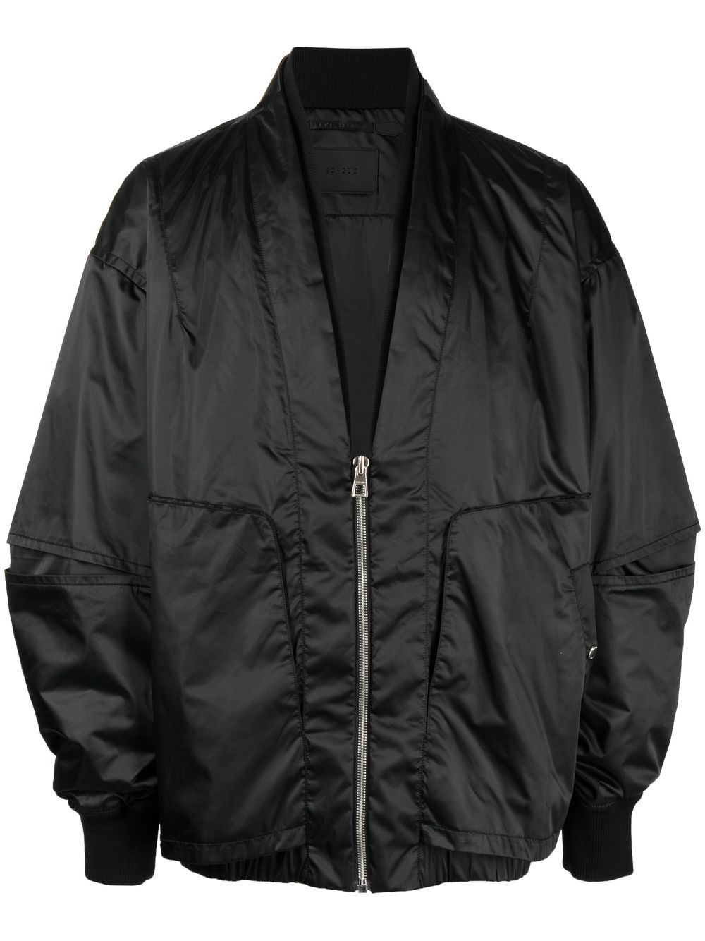 Collarless double-neck bomber jacket - Black