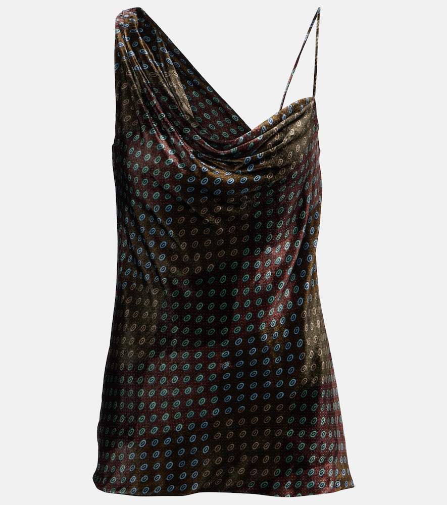 Draped printed velvet top