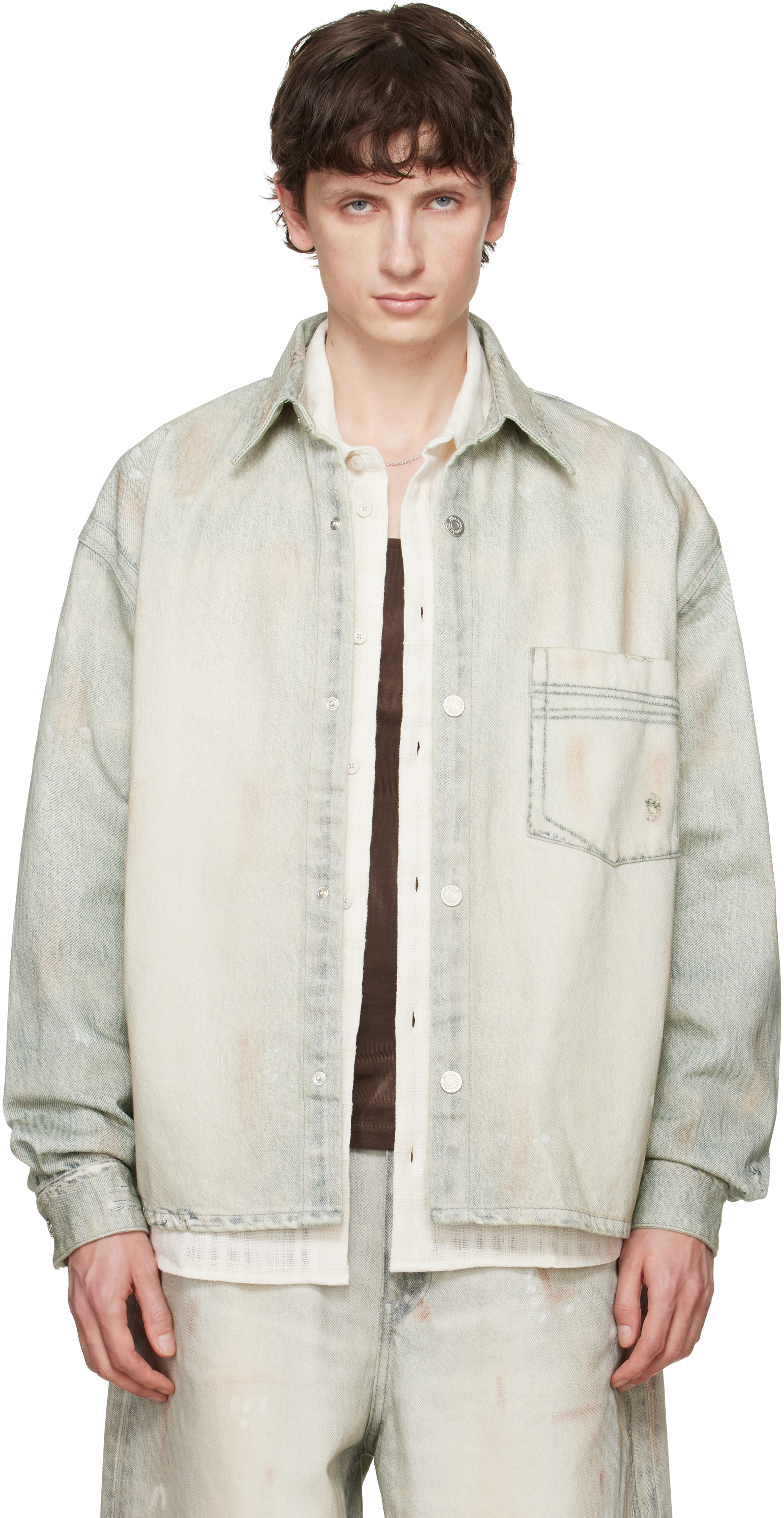 Blue Maza Printed Denim Shirt