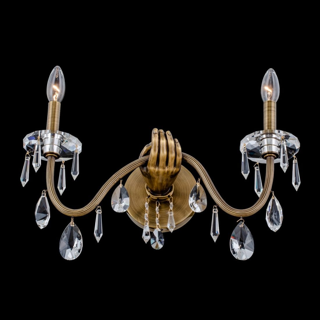 Historic Brass Two Light Wall Sconce from the Venere Collection