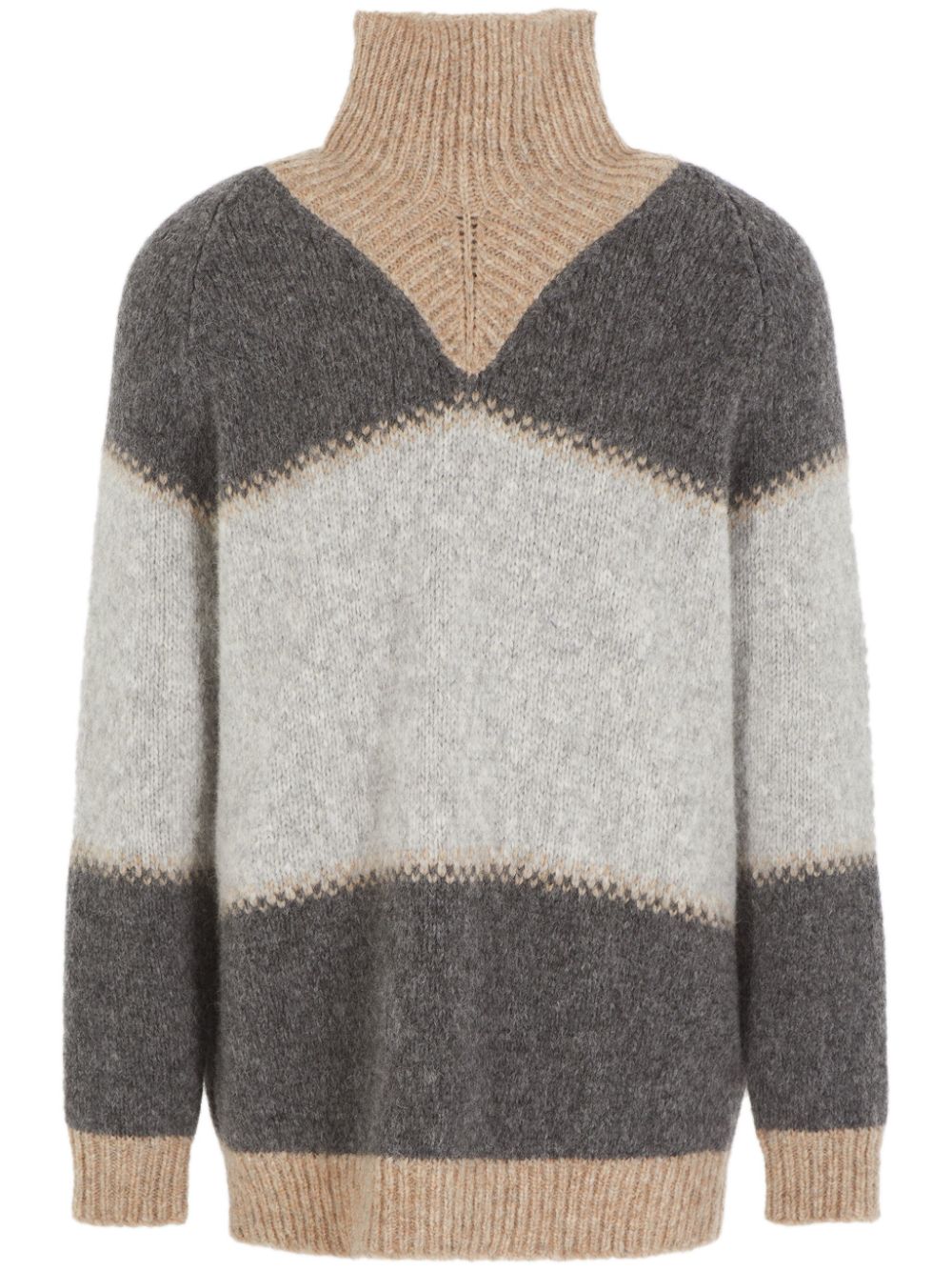 Colour-block high-neck jumper - Green