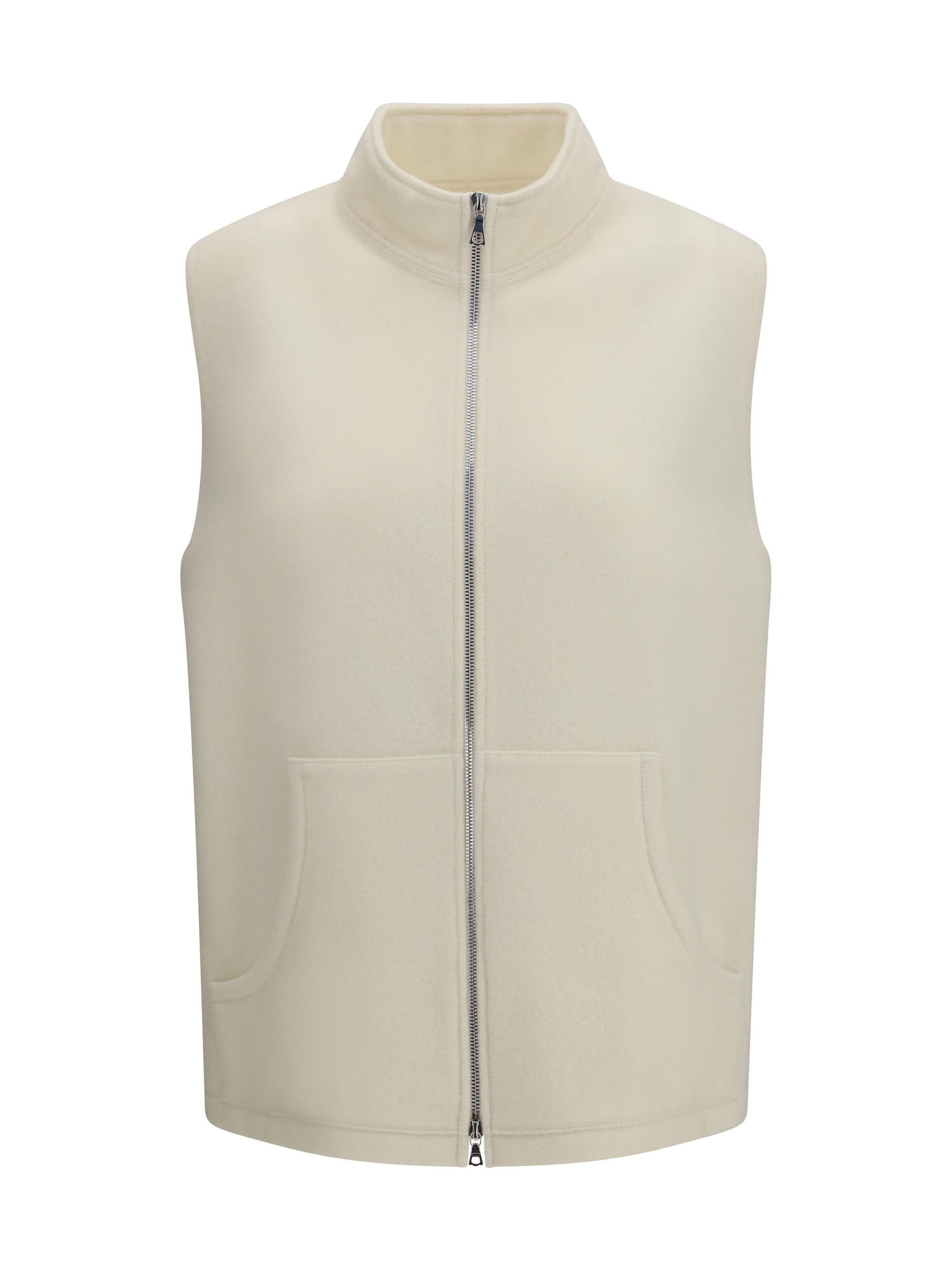 Virgin Wool Fleece Vest — White