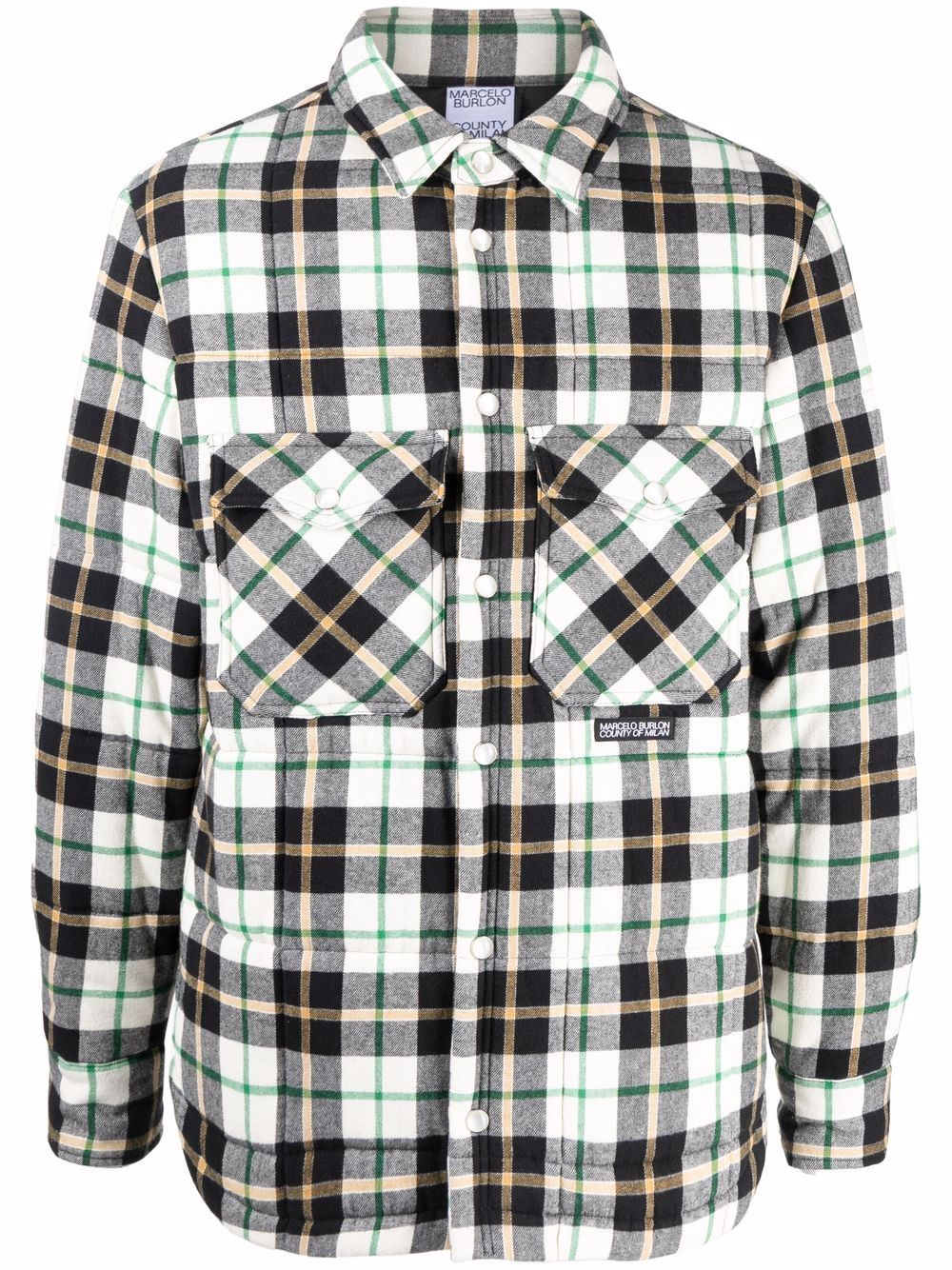 Logo-patch plaid shirt - Neutrals