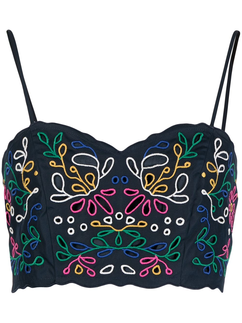 Embroidered cotton top - Blue