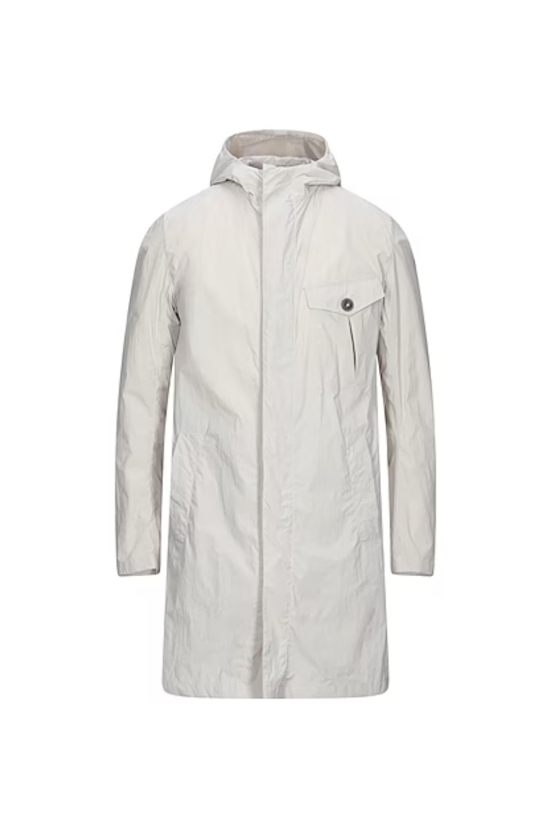 Nylon Hooded Coat — White