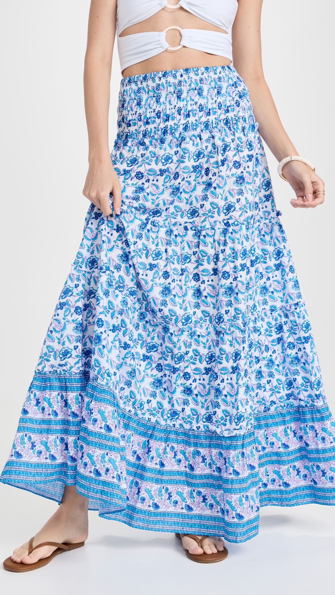 Printed Ruffle Skirt Blue Multi