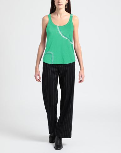 Woman Tank top Green Size 2 Linen, Elastane
