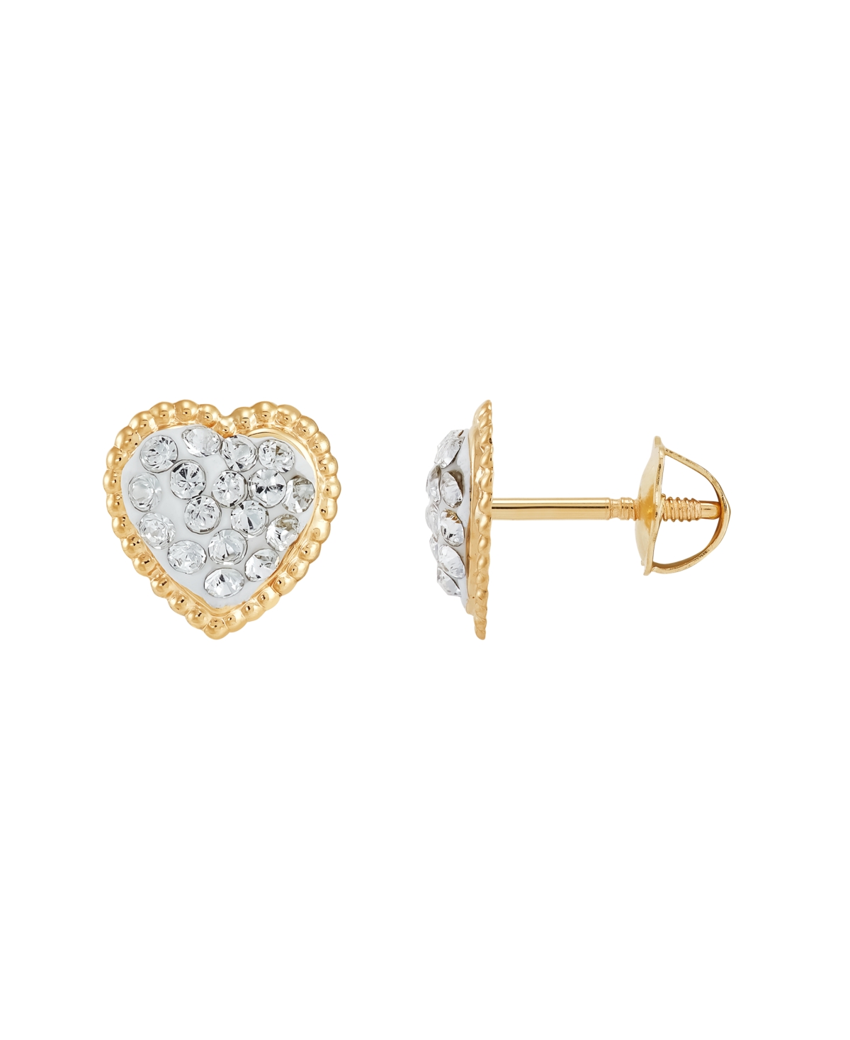 Children's Crystal Heart Stud Earrings in 14k Gold - Clear