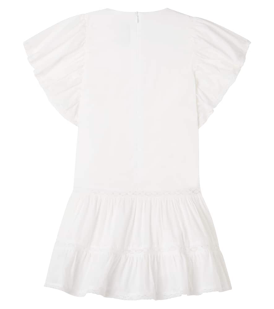 Lace-trimmed embroidered cotton dress