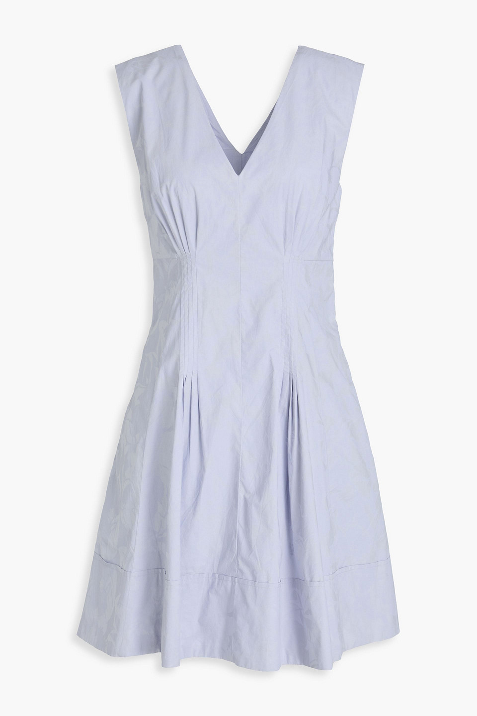 Pleated floral-print cotton-poplin mini dress