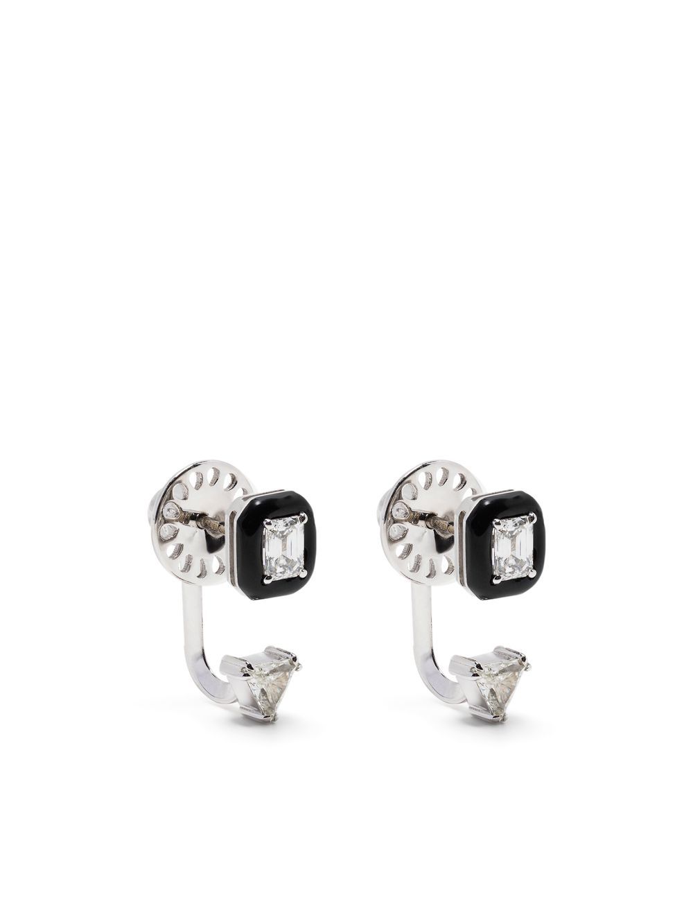 18kt white gold diamond drop earrings - Silver