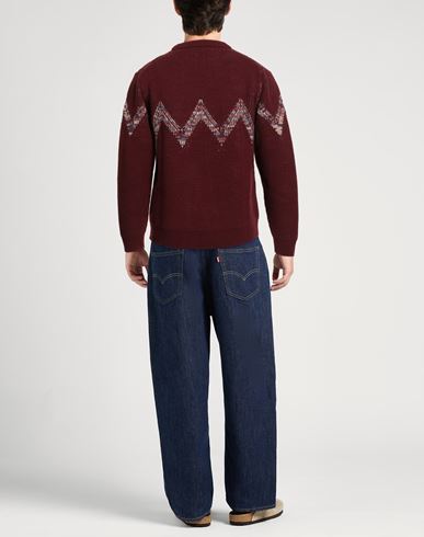 Man Sweater Burgundy Size M Wool