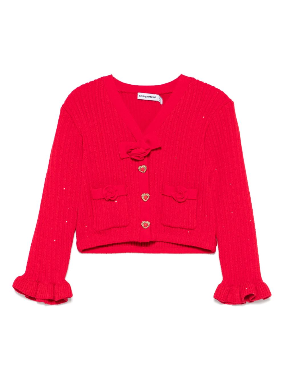 Ribbed-knit cardigan - Red