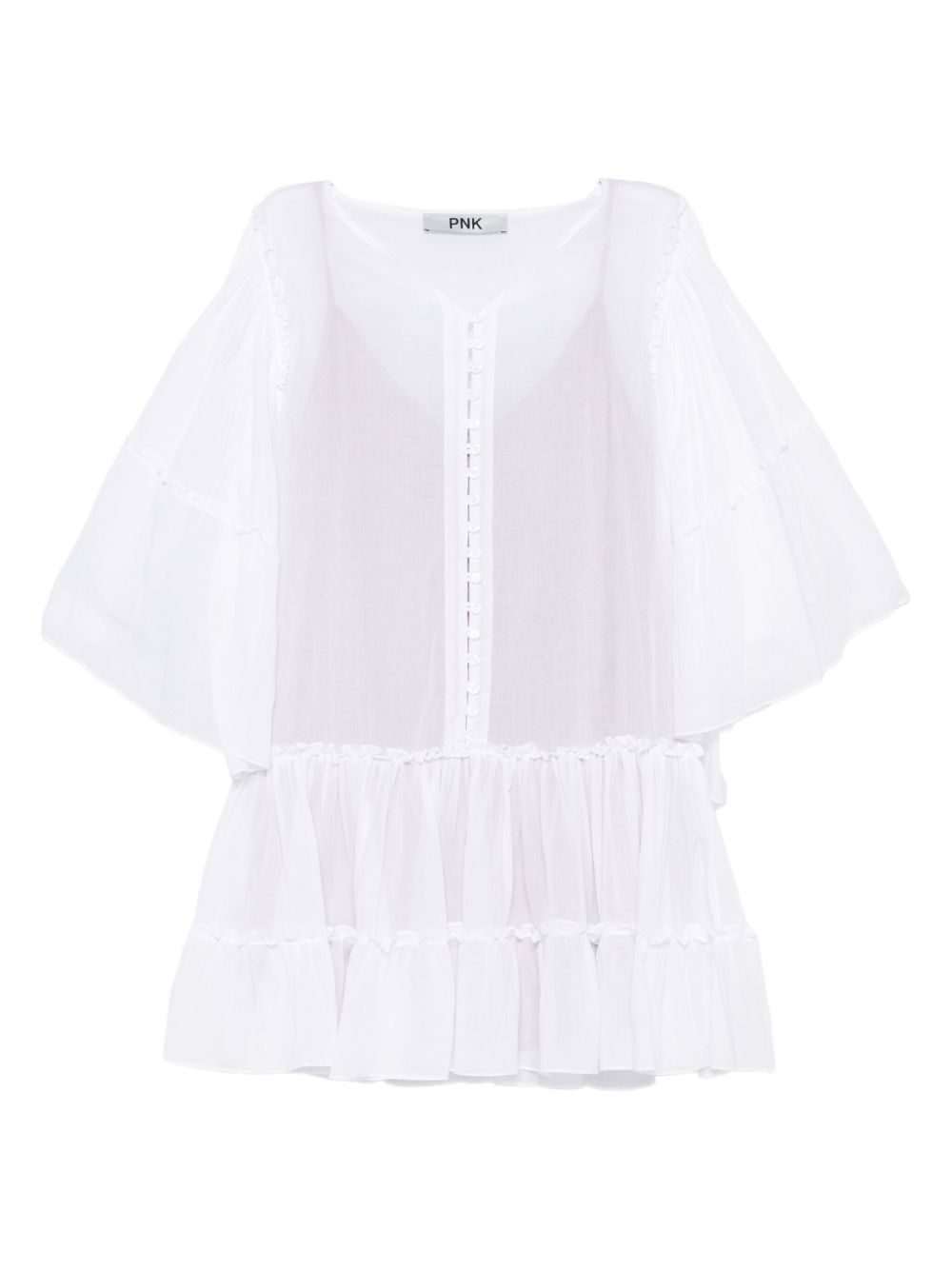 Ruffled-detail mini dress - White