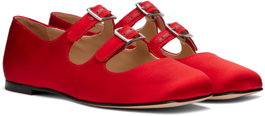 Sandy Liang SSENSE Exclusive Red MJ Double Strap Ballerina Flats