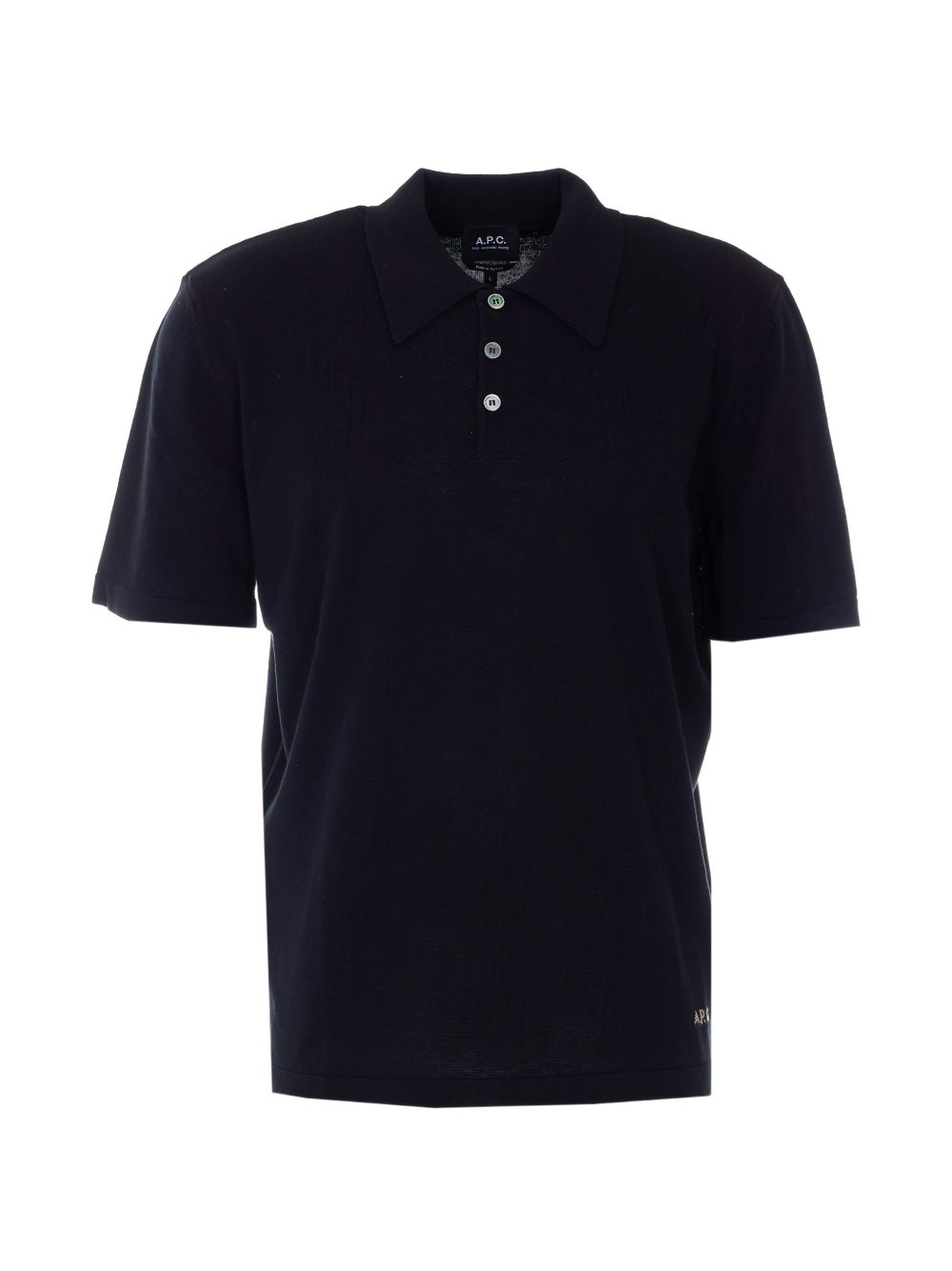 A. p.c. Men's Cotton Polo Shirt with Ribbed Cuffs & Hem and Button Placket