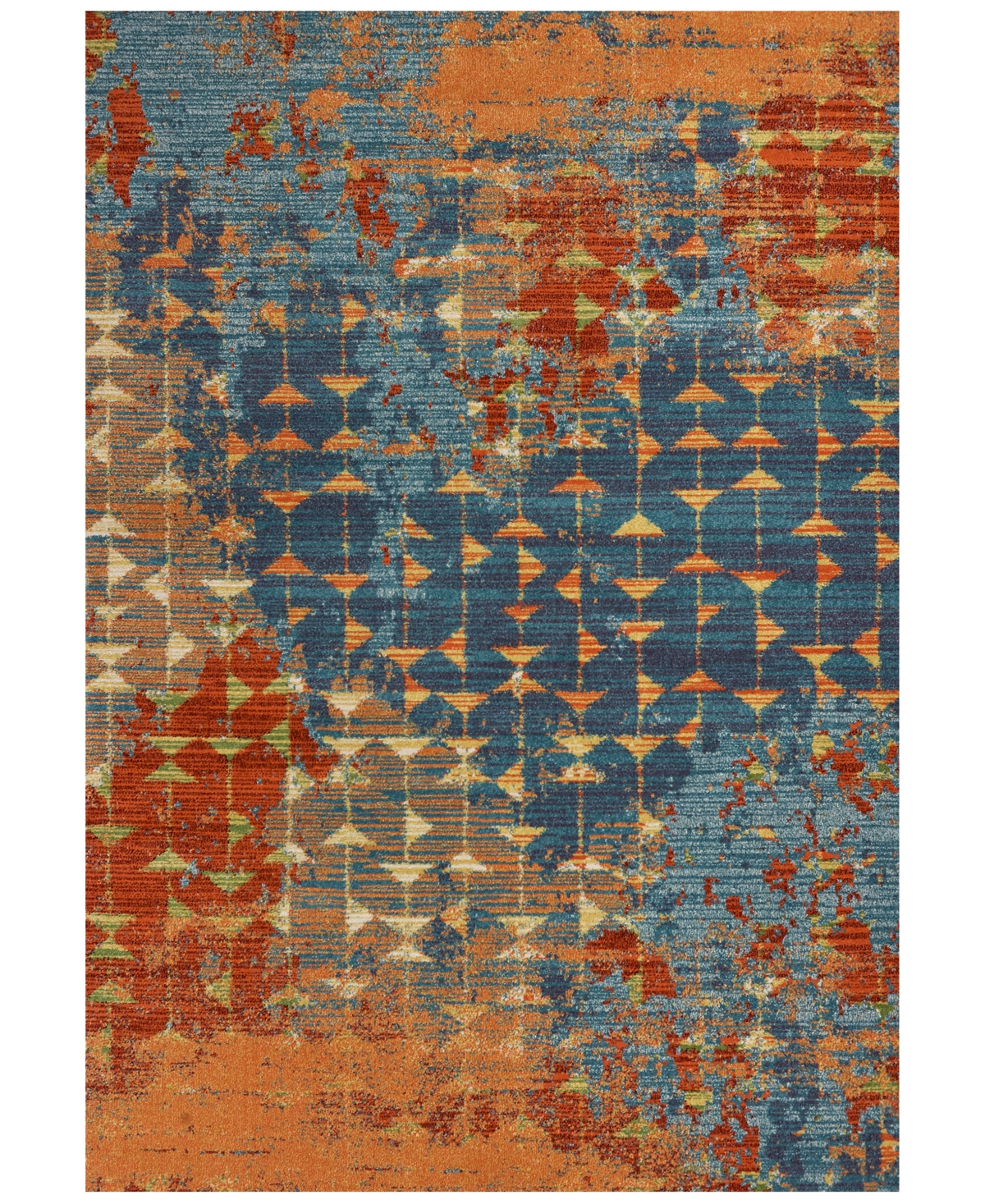 "Illusions Elements 6208 Blue/Coral 6'7"" x 9'6"" Area Rug - Blue/Coral"