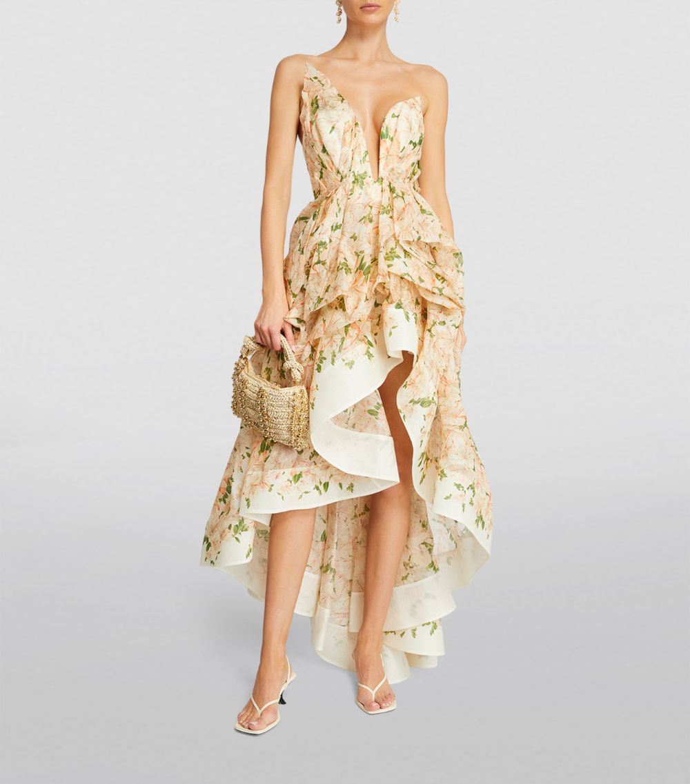 Silk-Linen Draped Midi Dress