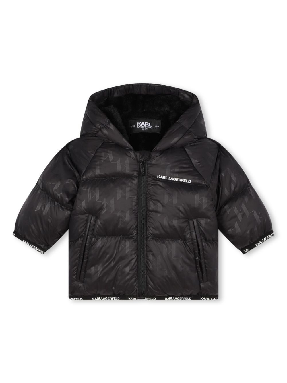 Logo print puffer jacket - Black