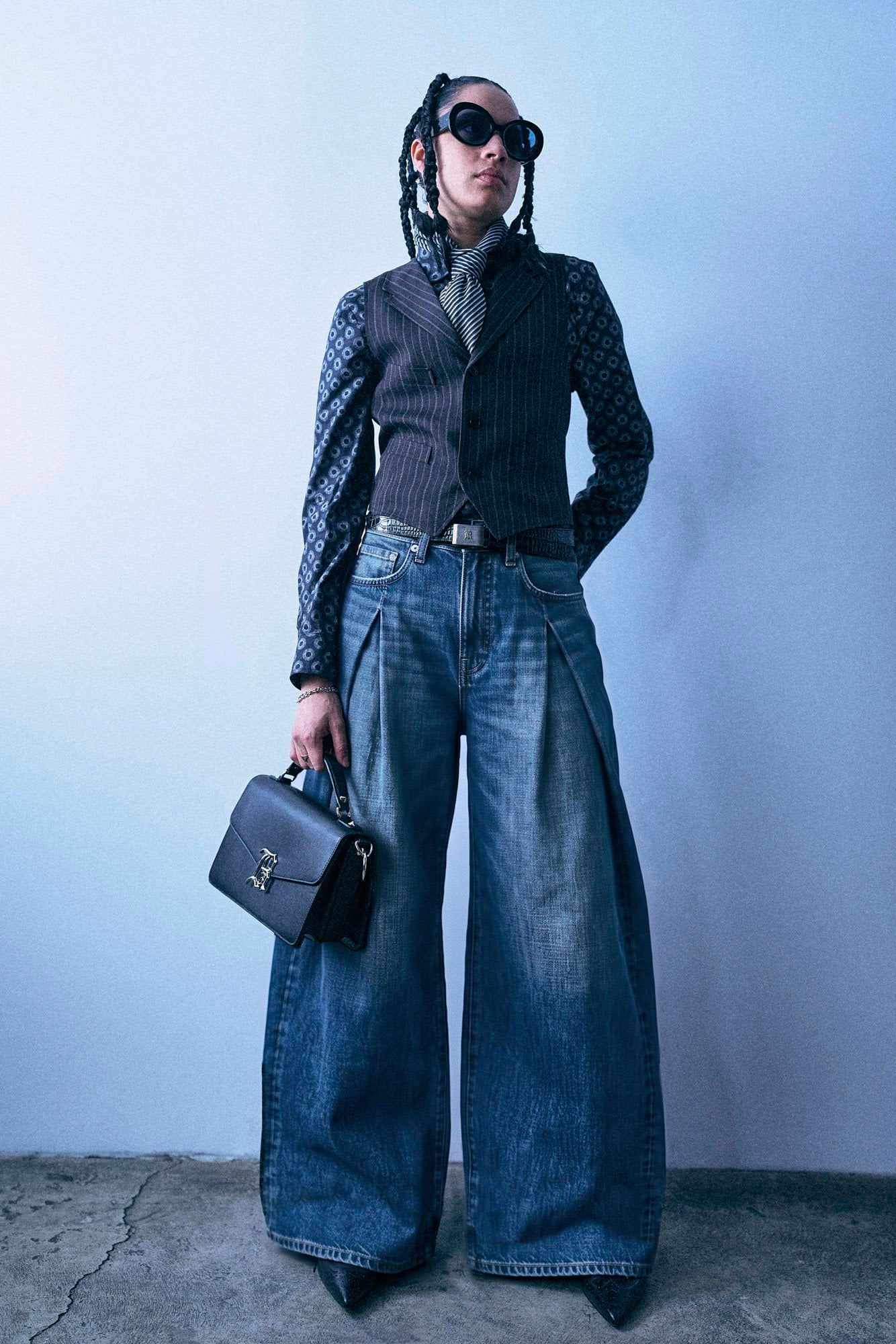 R13 Foldover Jean - Dawson Blue