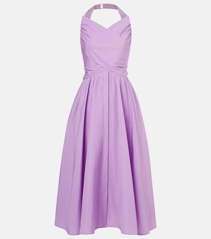 Gathered faille midi dress