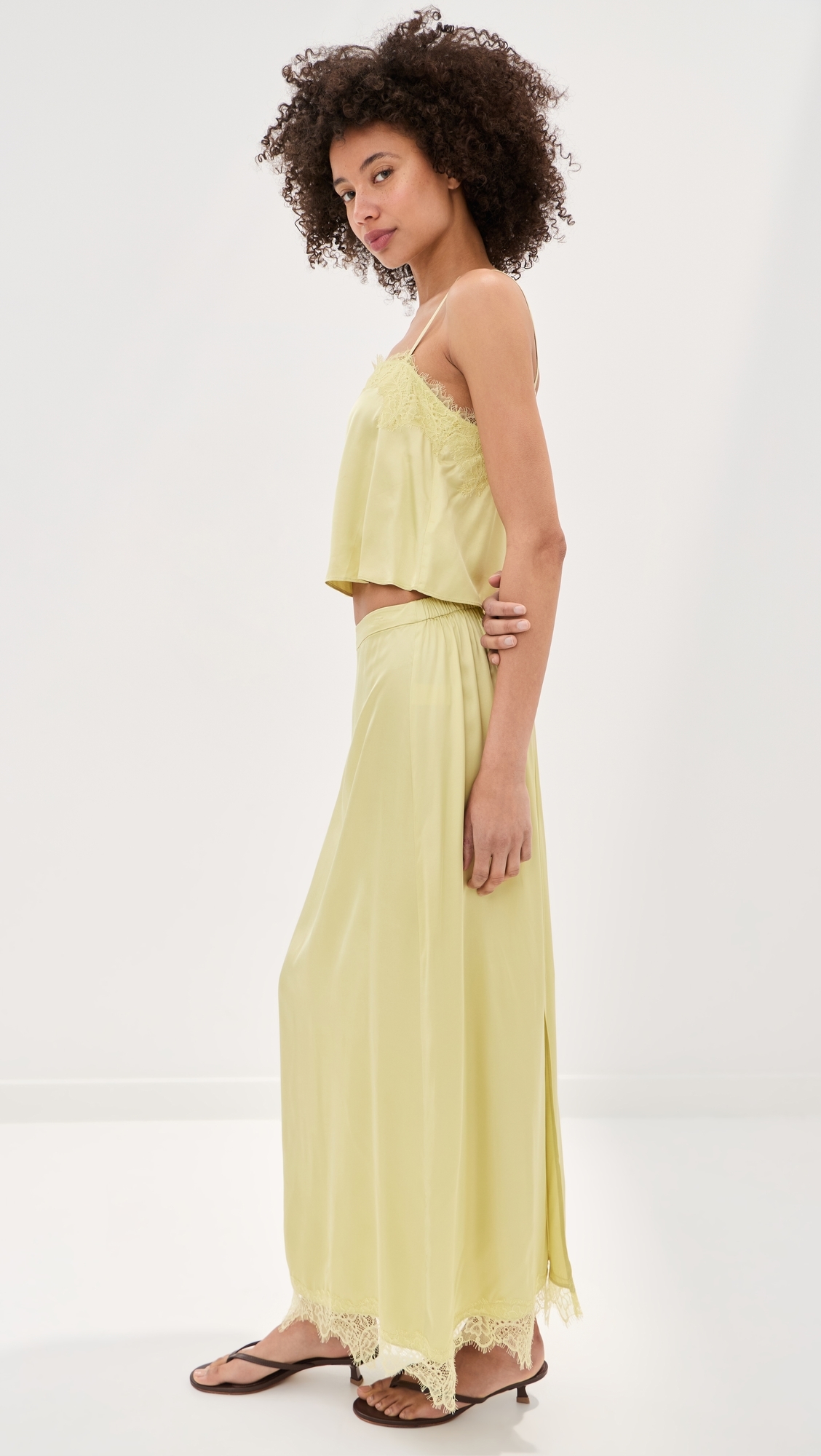 Marion Satin Skirt Honeydew