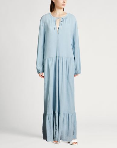 Woman Maxi dress Sky blue Size M Cotton, Silk, Linen